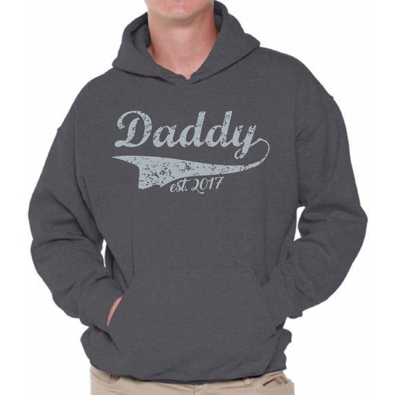 Awkward Styles Men's Daddy Est. 2017 New Daddy To Be Vintage Graphic Hoodie Tops