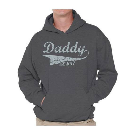 Awkward Styles Men's Daddy Est. 2017 New Daddy To Be Vintage Graphic Hoodie Tops