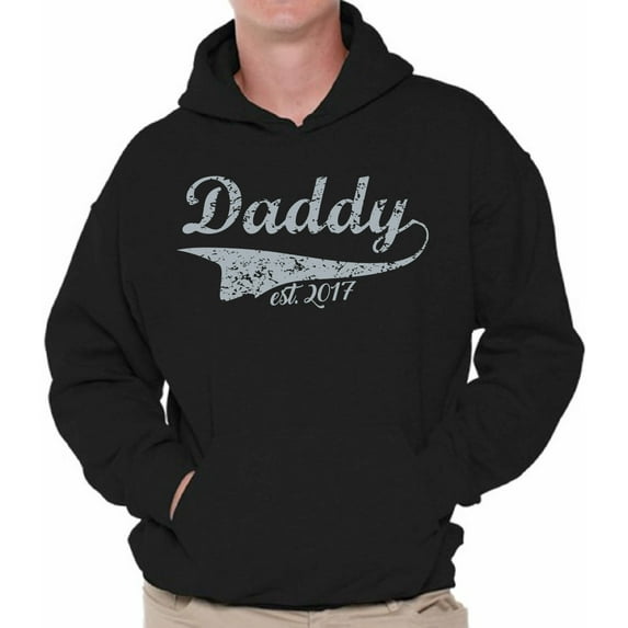 Awkward Styles Men's Daddy Est. 2017 New Daddy To Be Vintage Graphic Hoodie Tops