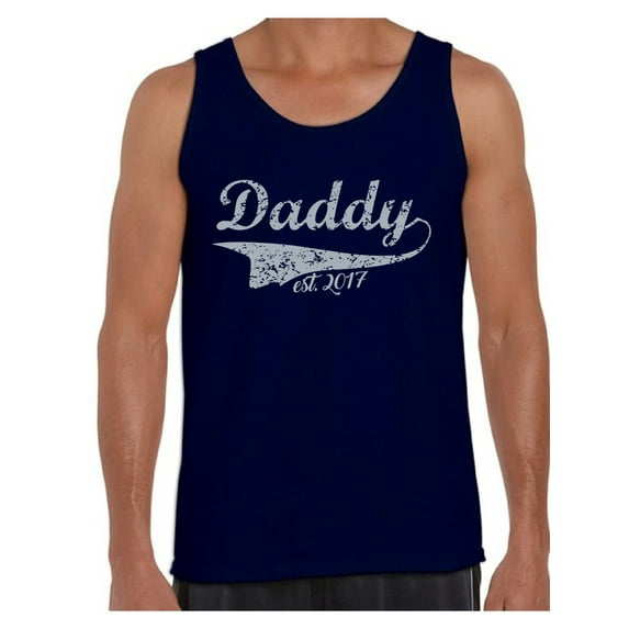 Awkward Styles Men's Daddy Est. 2017 New Daddy To Be Vintage Graphic Tank Tops