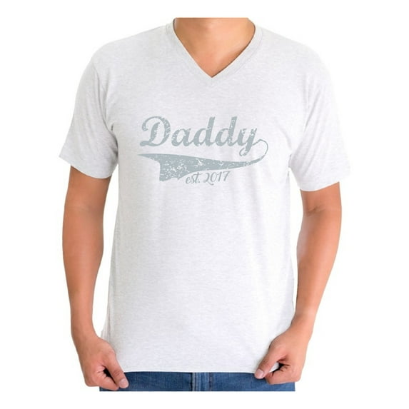 Awkward Styles Men's Daddy Est. 2017 New Daddy To Be Vintage Graphic V-neck T-shirt Tops