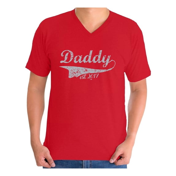 Awkward Styles Men's Daddy Est. 2017 New Daddy To Be Vintage Graphic V-neck T-shirt Tops