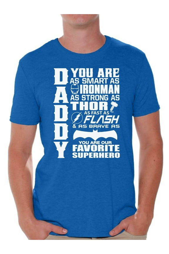 Men's Daddy Superhero Graphic T-shirt Tops Proud Dad Best Dad Ever Father`s Day Gift