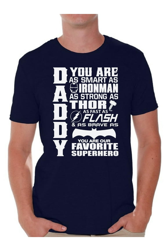 Men's Daddy Superhero Graphic T-shirt Tops Proud Dad Best Dad Ever Father`s Day Gift