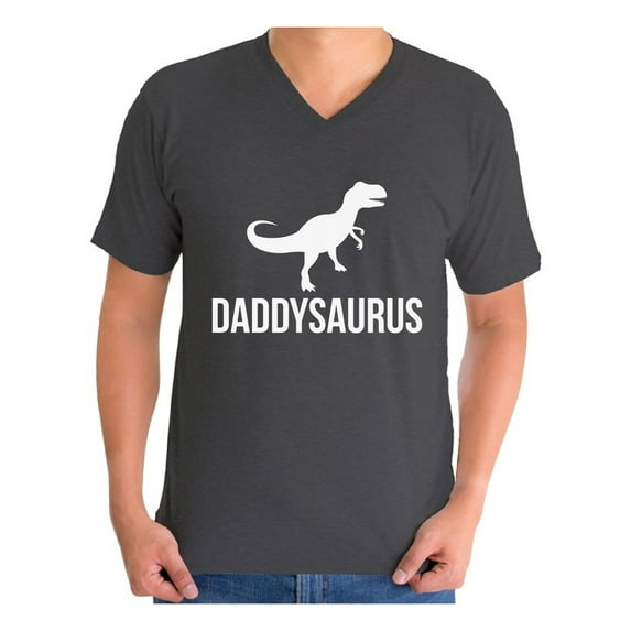 Awkward Styles Men's Daddysaurus Cool Graphic V-neck T-shirt Tops Father`s Day Gift Daddy Saur