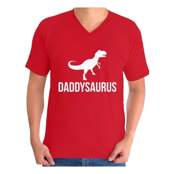 Awkward Styles Men's Daddysaurus Cool Graphic V-neck T-shirt Tops Father`s Day Gift Daddy Saur