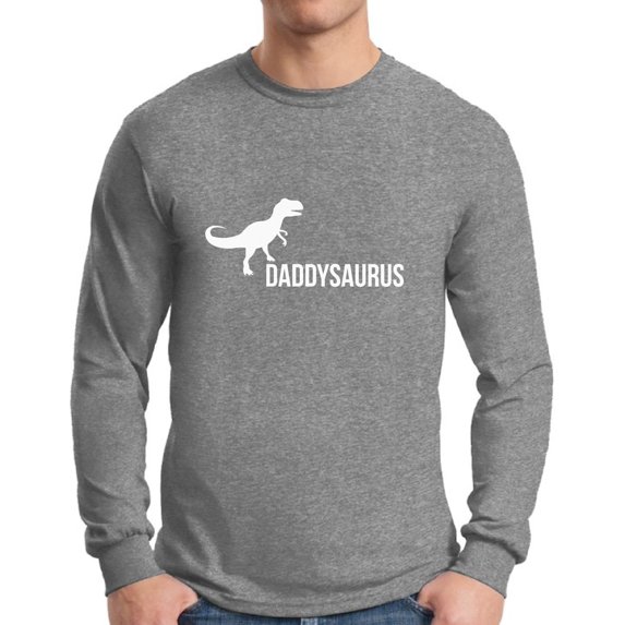 Awkward Styles Men's Daddysaurus Cute Father`s Graphic Long Sleeve T-shirt Tops Daddy Saurus