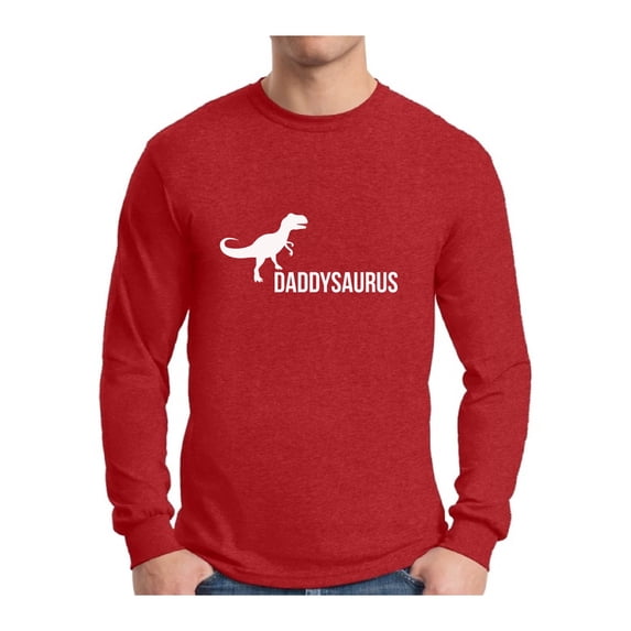 Awkward Styles Men's Daddysaurus Cute Father`s Graphic Long Sleeve T-shirt Tops Daddy Saurus