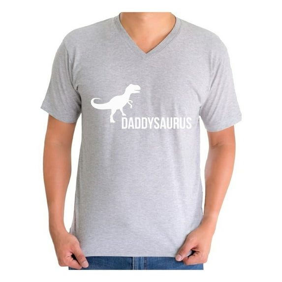 Awkward Styles Men's Daddysaurus Cute Father`s Graphic V-neck T-shirt Tops Daddy Saurus