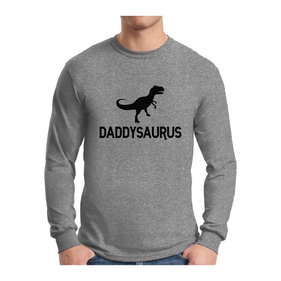Awkward Styles Men's Daddysaurus Funny Graphic Long Sleeve T-shirt Tops Black Daddy Saurus Gift for Dad