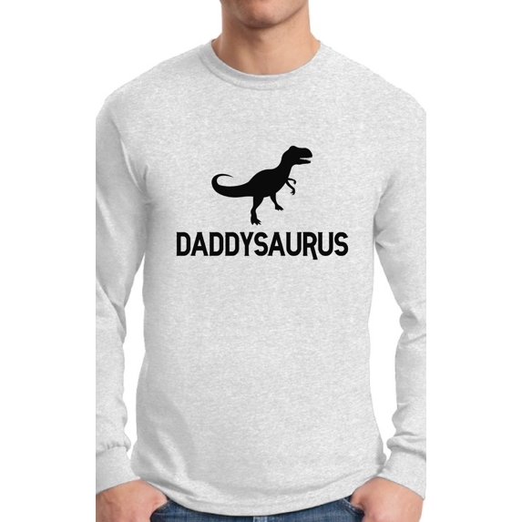 Awkward Styles Men's Daddysaurus Funny Graphic Long Sleeve T-shirt Tops Black Daddy Saurus Gift for Dad
