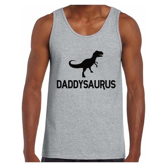 Awkward Styles Men's Daddysaurus Funny Graphic Tank Tops Black Daddy Saurus Gift for Dad
