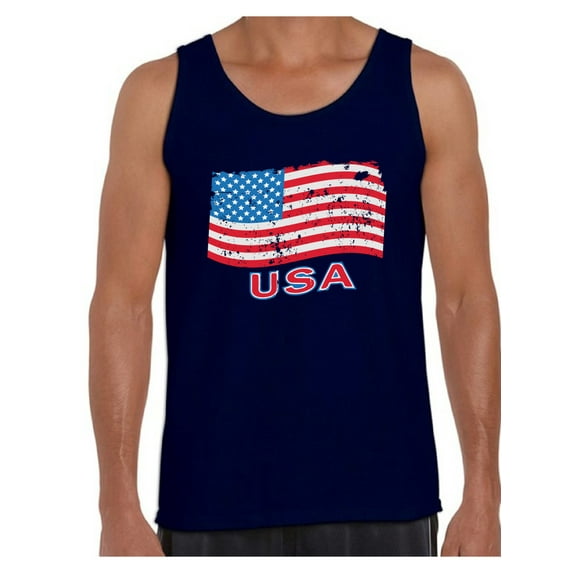 Awkward Styles Men's Distressed USA Flag Graphic Tank Tops USA Independence Day 4th Of July