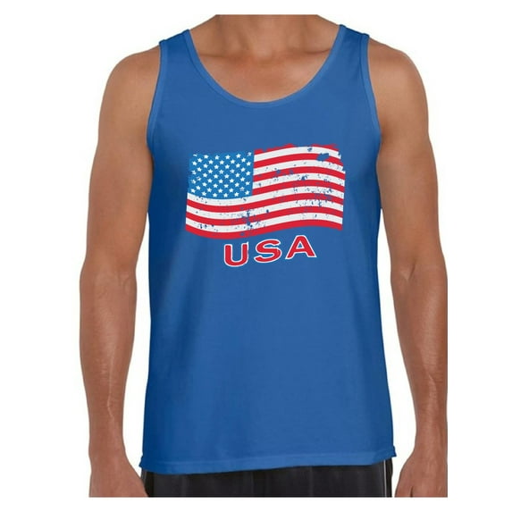 Awkward Styles Men's Distressed USA Flag Graphic Tank Tops USA Independence Day 4th Of July