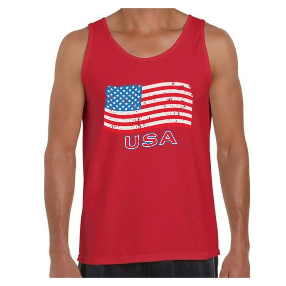Awkward Styles Men's Distressed USA Flag Graphic Tank Tops USA Independence Day 4th Of July