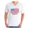 thumbnail image 1 of Awkward Styles Men's Distressed USA Flag Graphic V-neck T-shirt Tops USA Independence Day 4th Of July, 1 of 4