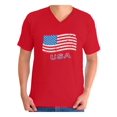 thumbnail image 1 of Awkward Styles Men's Distressed USA Flag Graphic V-neck T-shirt Tops USA Independence Day 4th Of July, 1 of 4