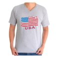 thumbnail image 1 of Awkward Styles Men's Distressed USA Flag Graphic V-neck T-shirt Tops USA Independence Day 4th Of July, 1 of 4