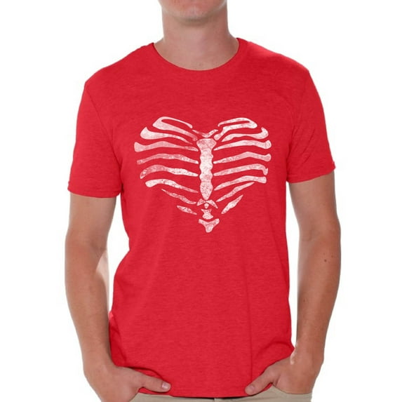 Awkward Styles Men's Heart Ribcage Graphic T-shirt Tops Skeleton Ribcage Day of Dead Halloween