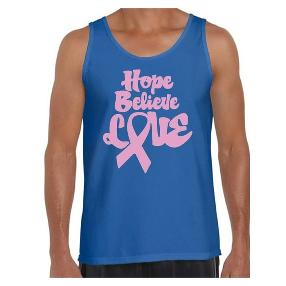Awkward Styles Men's Hope Believe Love Graphic Tank Tops Pink Ribbon Breast Cancer Awareness