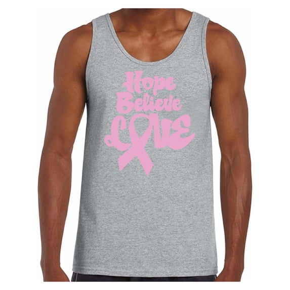 Awkward Styles Men's Hope Believe Love Graphic Tank Tops Pink Ribbon Breast Cancer Awareness