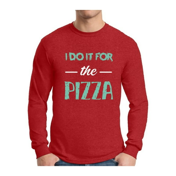 Awkward Styles Men's I Do It For the Pizza Graphic Long Sleeve T-shirt Tops GYM Funny Workout Saying