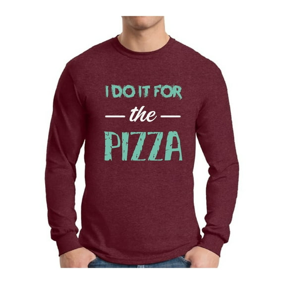 Awkward Styles Men's I Do It For the Pizza Graphic Long Sleeve T-shirt Tops GYM Funny Workout Saying