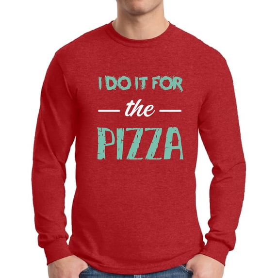 Awkward Styles Men's I Do It For the Pizza Graphic Long Sleeve T-shirt Tops GYM Funny Workout Saying
