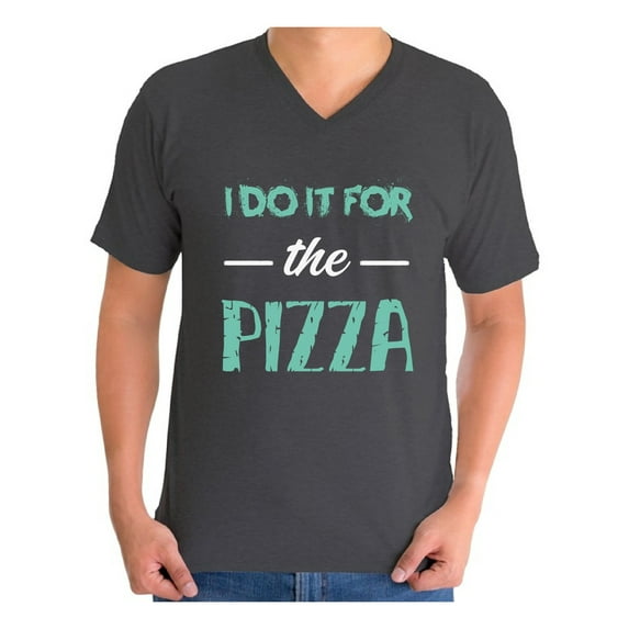 Awkward Styles Men's I Do It For the Pizza Graphic V-neck T-shirt Tops GYM Funny Workout Saying