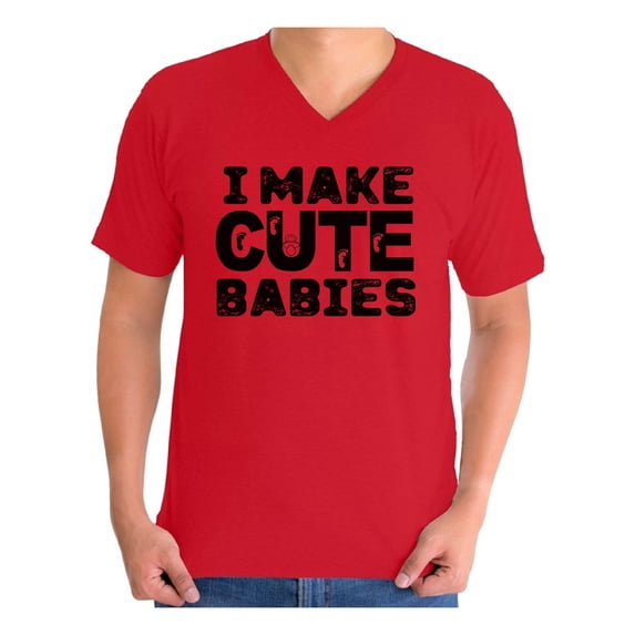 Awkward Styles Men's I Make Cute Babies Cool Dad`s Graphic V-neck T-shirt Tops Father's Day Gift