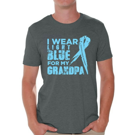 Awkward Styles Men's I Wear Blue for My Grandpa Graphic T-shirt Tops Prostate Cancer Awareness Ribbon