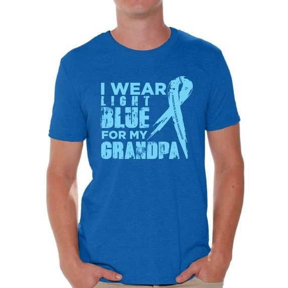 Awkward Styles Men's I Wear Blue for My Grandpa Graphic T-shirt Tops Prostate Cancer Awareness Ribbon