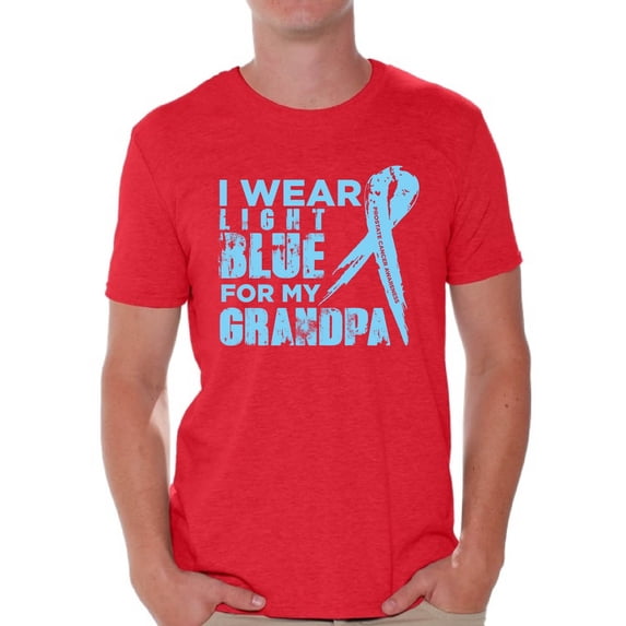 Awkward Styles Men's I Wear Blue for My Grandpa Graphic T-shirt Tops Prostate Cancer Awareness Ribbon