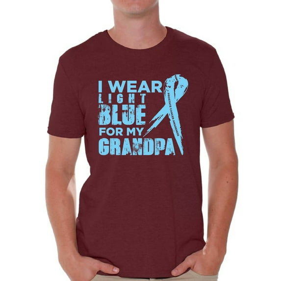 Awkward Styles Men's I Wear Blue for My Grandpa Graphic T-shirt Tops Prostate Cancer Awareness Ribbon