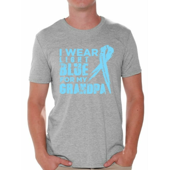 Awkward Styles Men's I Wear Blue for My Grandpa Graphic T-shirt Tops Prostate Cancer Awareness Ribbon