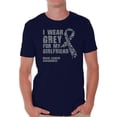 thumbnail image 1 of Awkward Styles Men's I Wear Grey for My Girlfriend Graphic T-shirt Tops Brain Cancer Awareness, 1 of 4