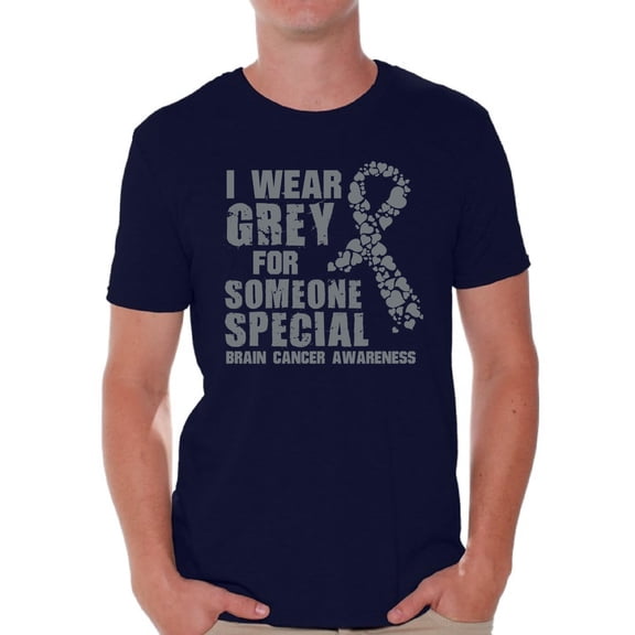 Awkward Styles Men's I Wear Grey for Someone Special Graphic T-shirt Tops Brain Cancer Awareness