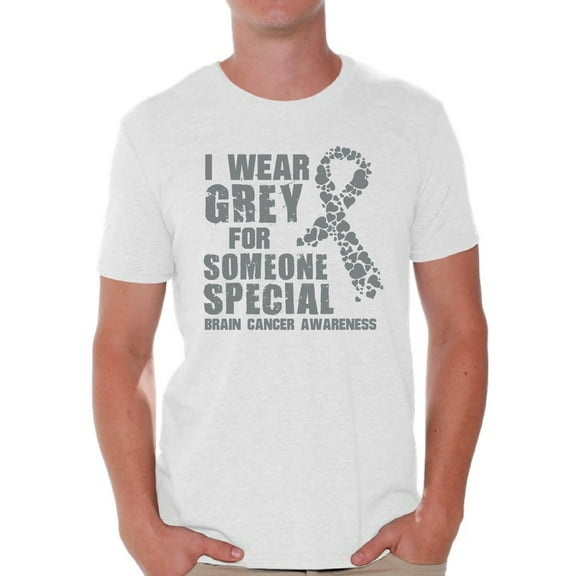 Awkward Styles Men's I Wear Grey for Someone Special Graphic T-shirt Tops Brain Cancer Awareness