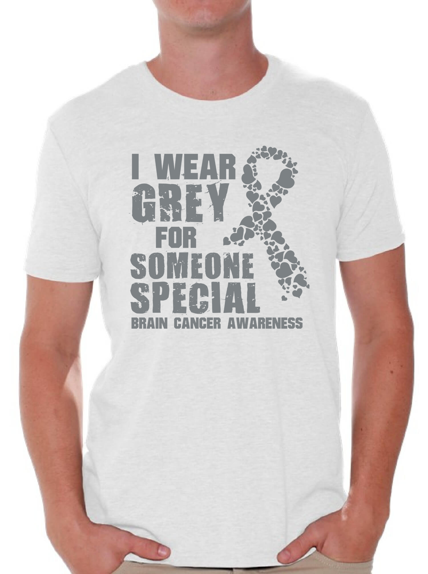 Awkward Styles Men's I Wear Grey for Someone Special Graphic T-shirt Tops Brain Cancer Awareness - image 1 of 4