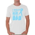 thumbnail image 1 of Awkward Styles Men's I Wear Light Blue for My Dad Graphic T-shirt Tops Prostate Cancer Awareness Ribbon, 1 of 4