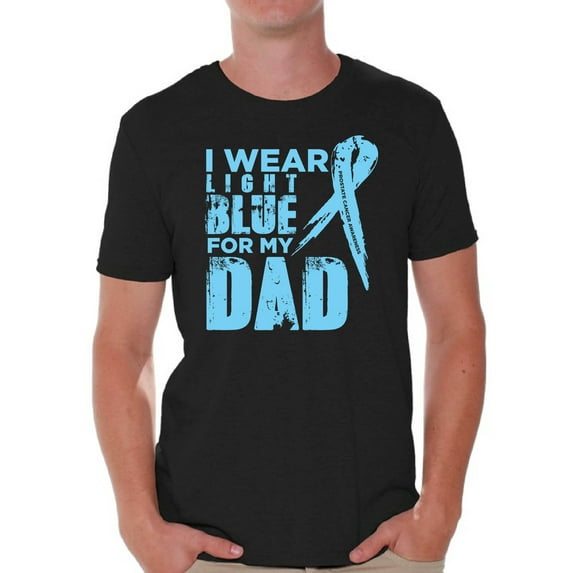 Awkward Styles Men's I Wear Light Blue for My Dad Graphic T-shirt Tops Prostate Cancer Awareness Ribbon