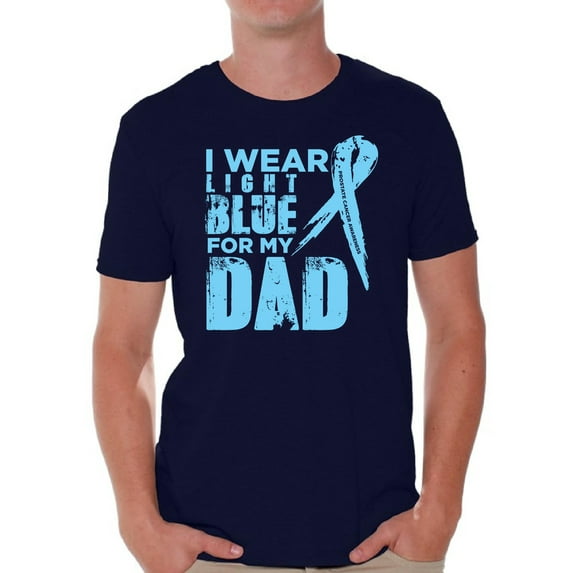 Awkward Styles Men's I Wear Light Blue for My Dad Graphic T-shirt Tops Prostate Cancer Awareness Ribbon