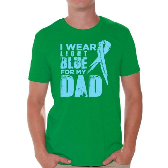 Awkward Styles Men's I Wear Light Blue for My Dad Graphic T-shirt Tops Prostate Cancer Awareness Ribbon