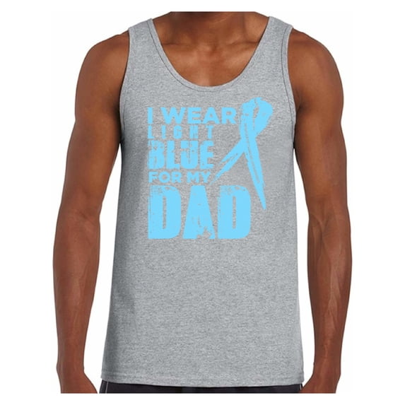 Awkward Styles Men's I Wear Light Blue for My Dad Graphic Tank Tops Prostate Cancer Awareness Ribbon