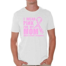 Awkward Styles Men's I Wear Pink for My Mom Graphic T-shirt Tops Breast Cancer Awareness