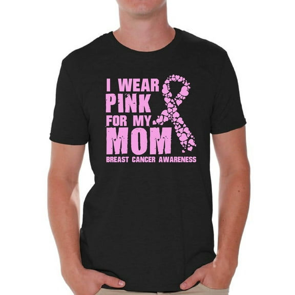 Awkward Styles Men's I Wear Pink for My Mom Graphic T-shirt Tops Breast Cancer Awareness