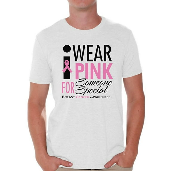 Awkward Styles Men's I Wear Pink for Someone Special Graphic T-shirt Tops Breast Cancer Awareness