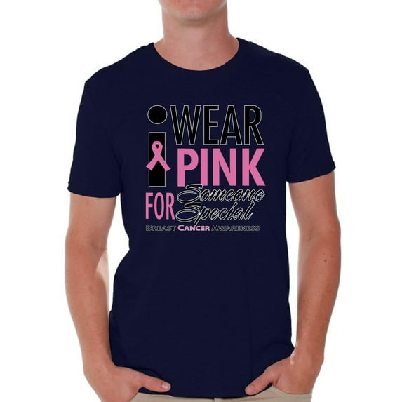 Awkward Styles Men's I Wear Pink for Someone Special Graphic T-shirt Tops Breast Cancer Awareness