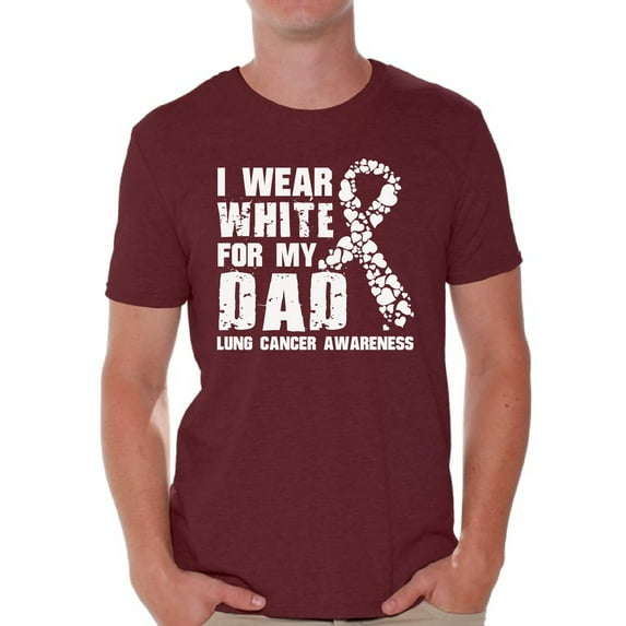 Awkward Styles Men's I Wear White for My Dad Graphic T-shirt Tops Lung Cancer Awareness