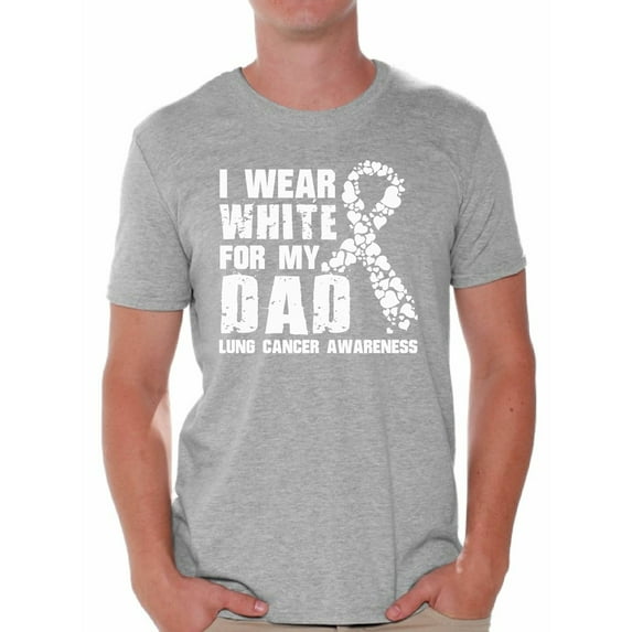 Awkward Styles Men's I Wear White for My Dad Graphic T-shirt Tops Lung Cancer Awareness